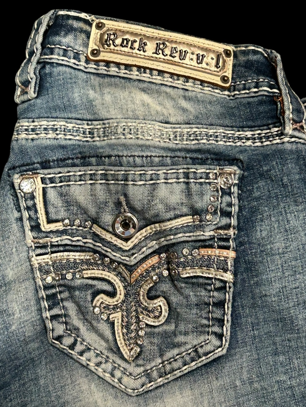 Rock Revival Women's Straight Leg Jeans Blue Size 29 Pecola CJ201 Distressed